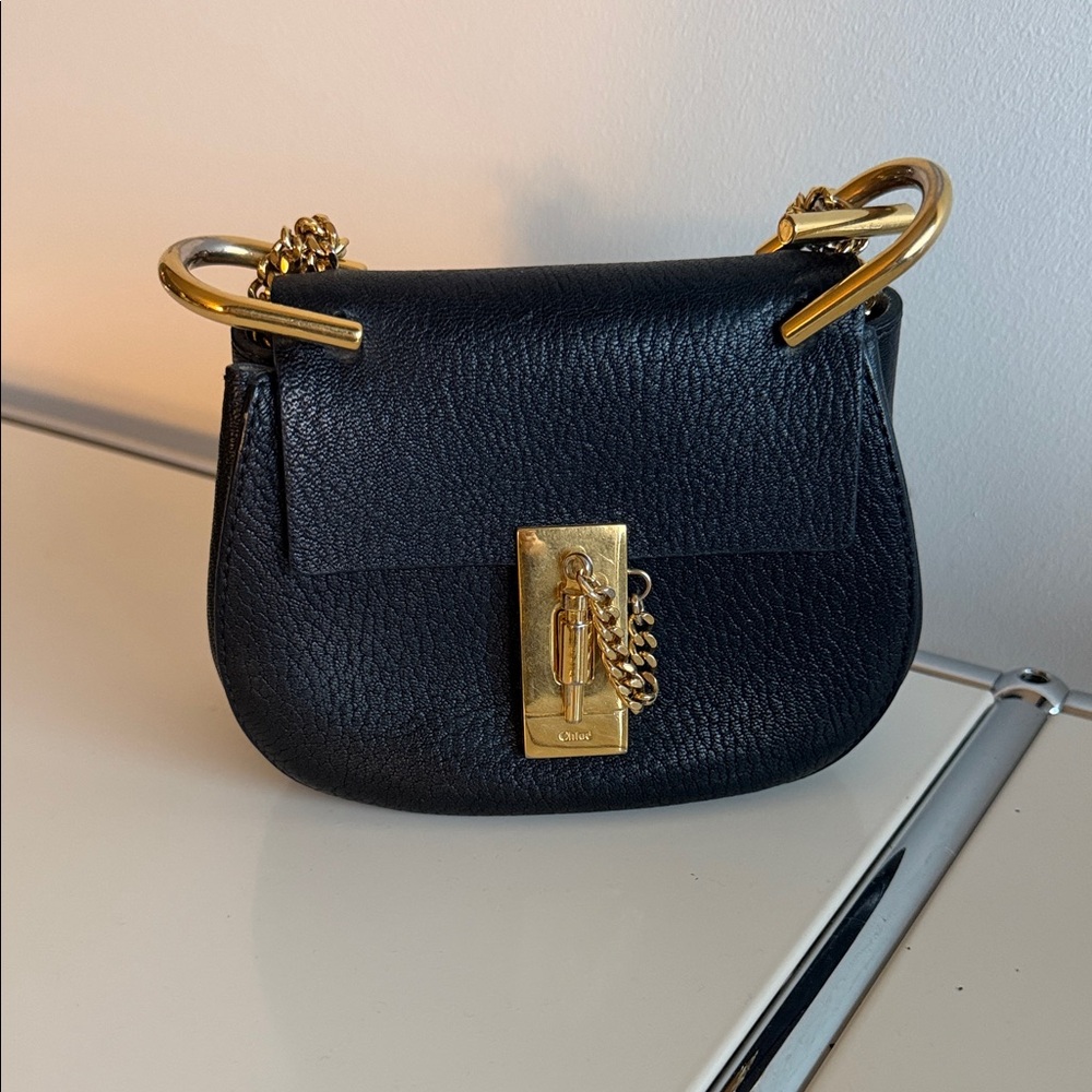 Chloe Black Crossbody Bag with Gold Hardware